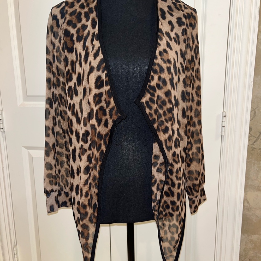 Leopard Print Open Front Cardigan